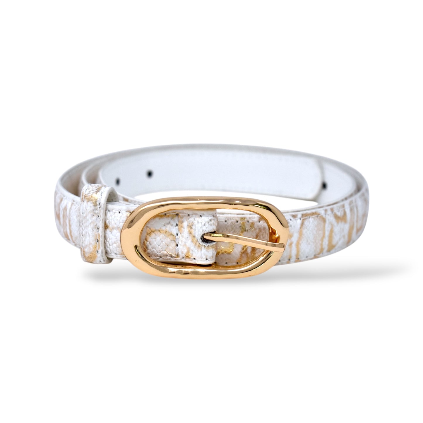 Women's Vegan Leather Ivory Viper Belt