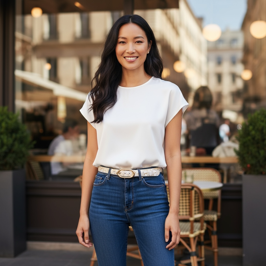 Women's Vegan Leather Ivory Viper Belt