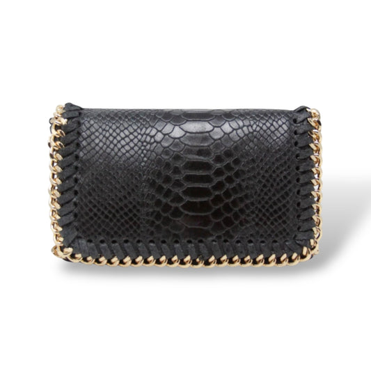 The Milano Chain Clutch Genuine Italian Leather - Black Croc