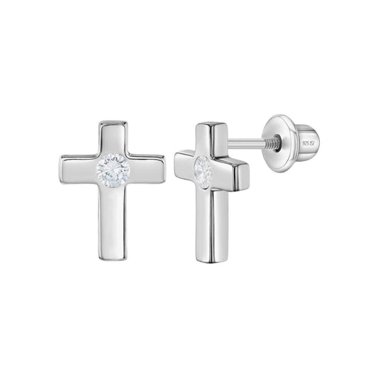 Classic Clear CZ Cross Girls Jewelry Set