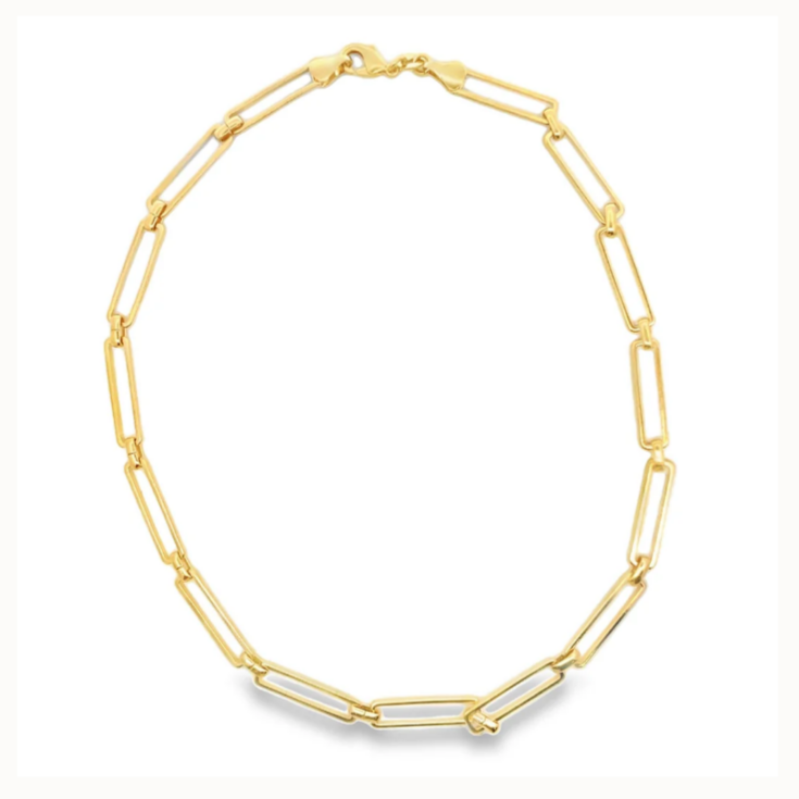 gold chain necklace on white background