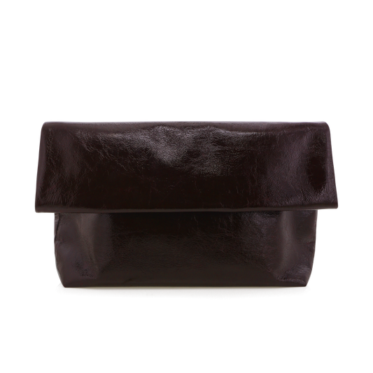 Black clutch bag on a white background