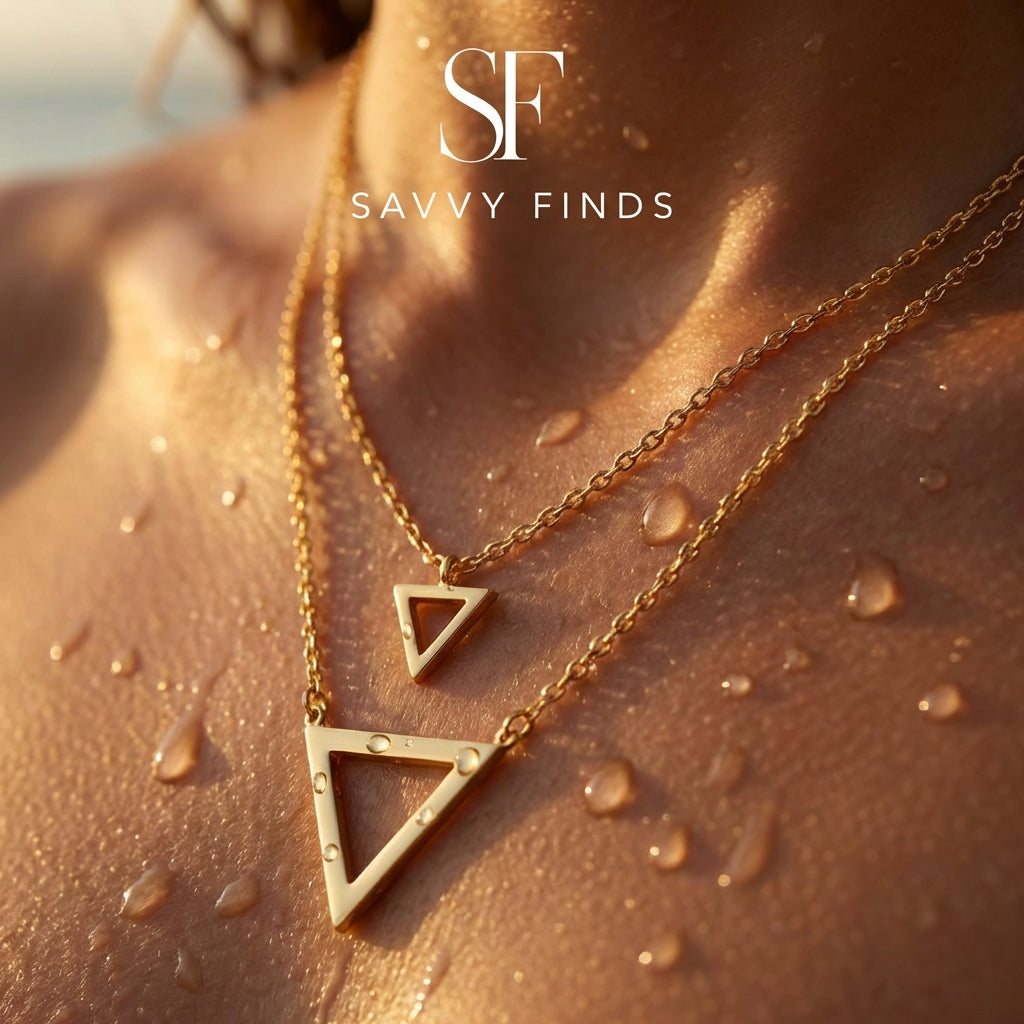 Double Triangle Gold Minimalist Necklace
