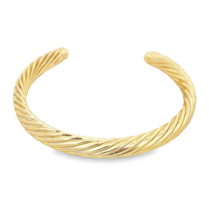 Gold bracelet on a white background