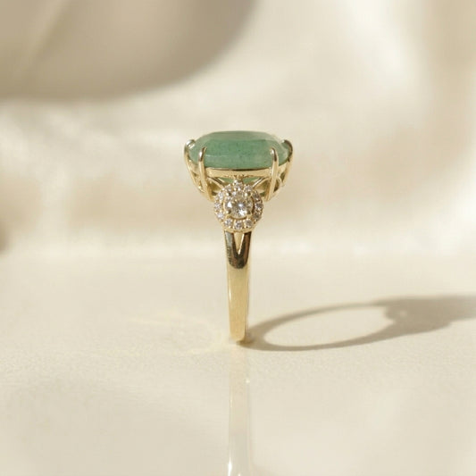 Deux 18k Gold Mint Green Emerald Quartz and Prasiolite Ring