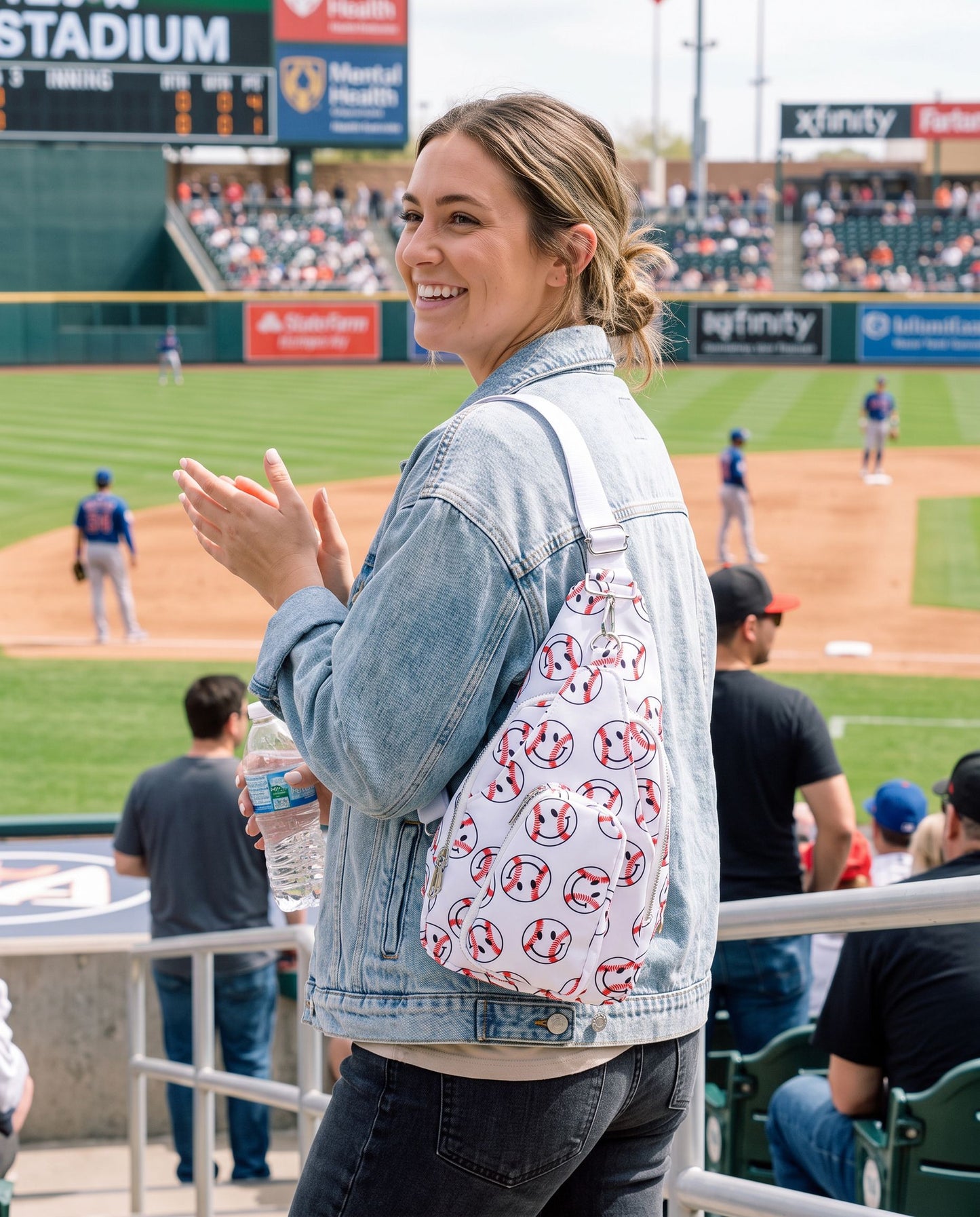 Katydid Baseball Happy Face Sling Belt Bag