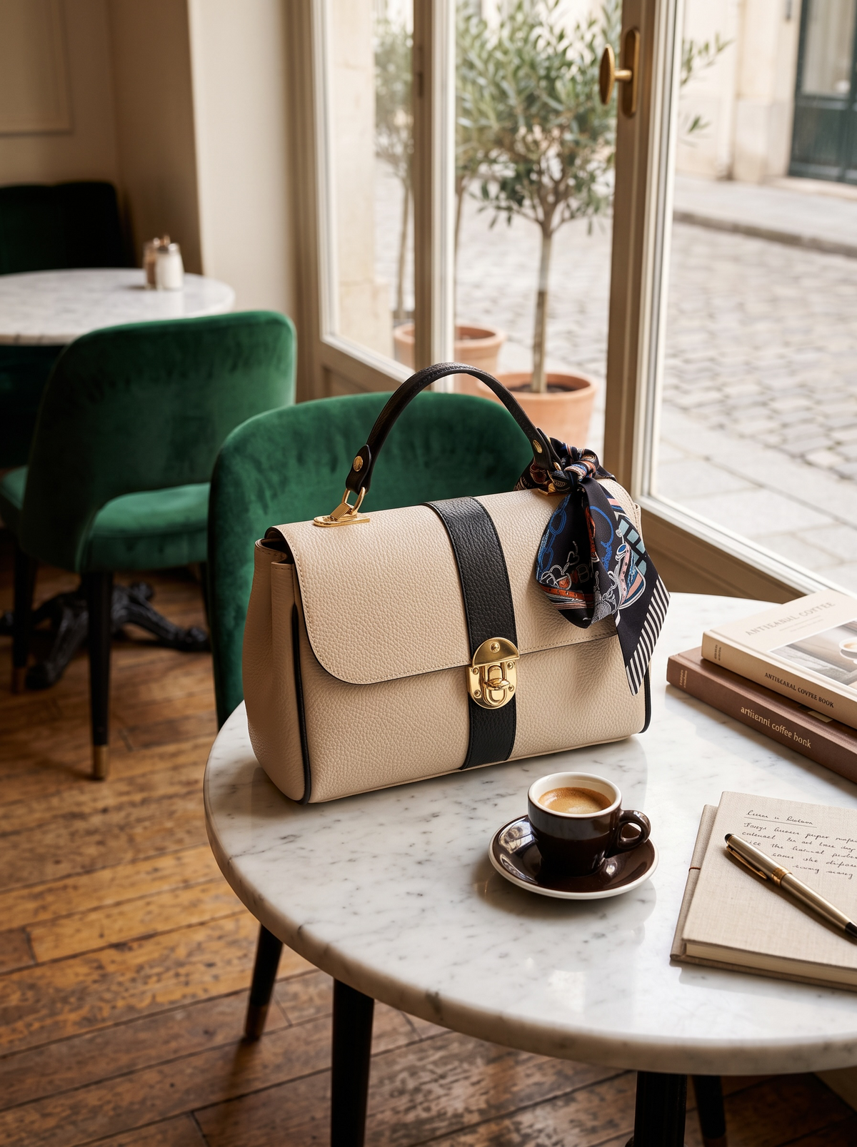 Linea Stripe Italian Top Handle Crossbody Bag