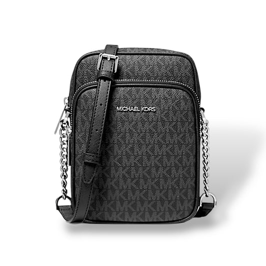 Michael Kors Jet Set Travel Medium Black Logo Crossbody Bag