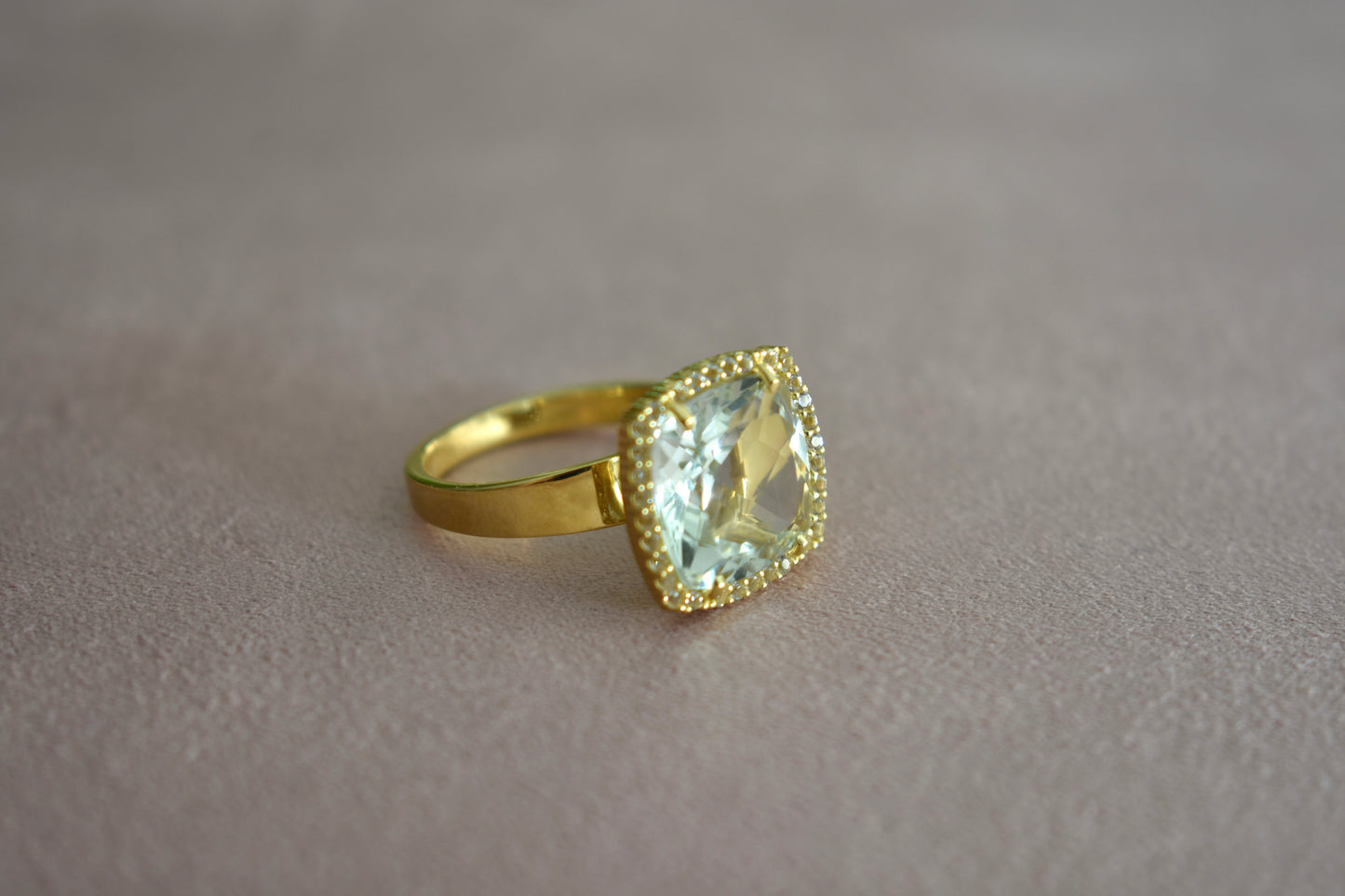 Deux 18k Gold Prasiolite Gemstone Ring