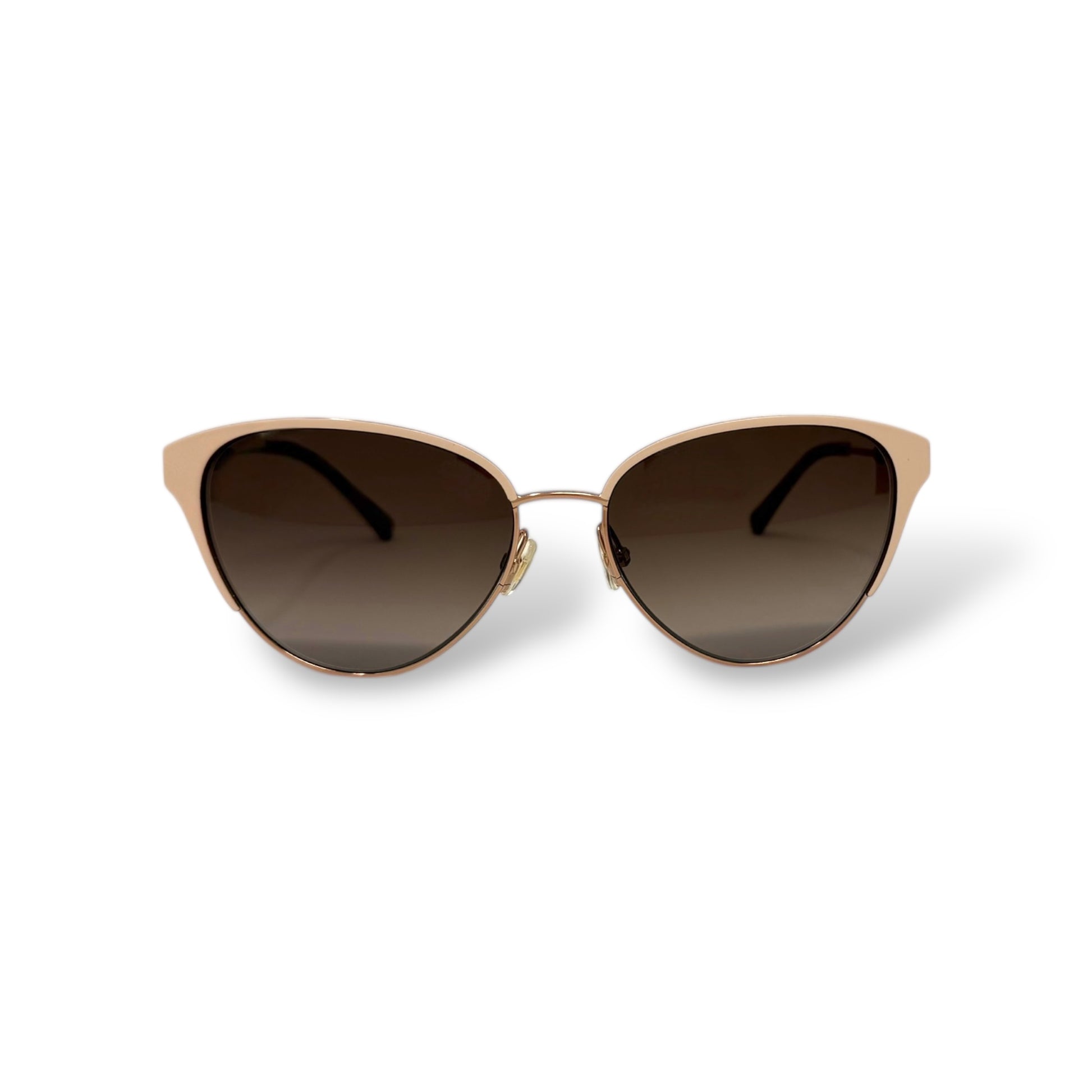 Kate Spade - Ianna Sunglasses gold frame with brown tortoise shell arm tips and cream color frame design. front view