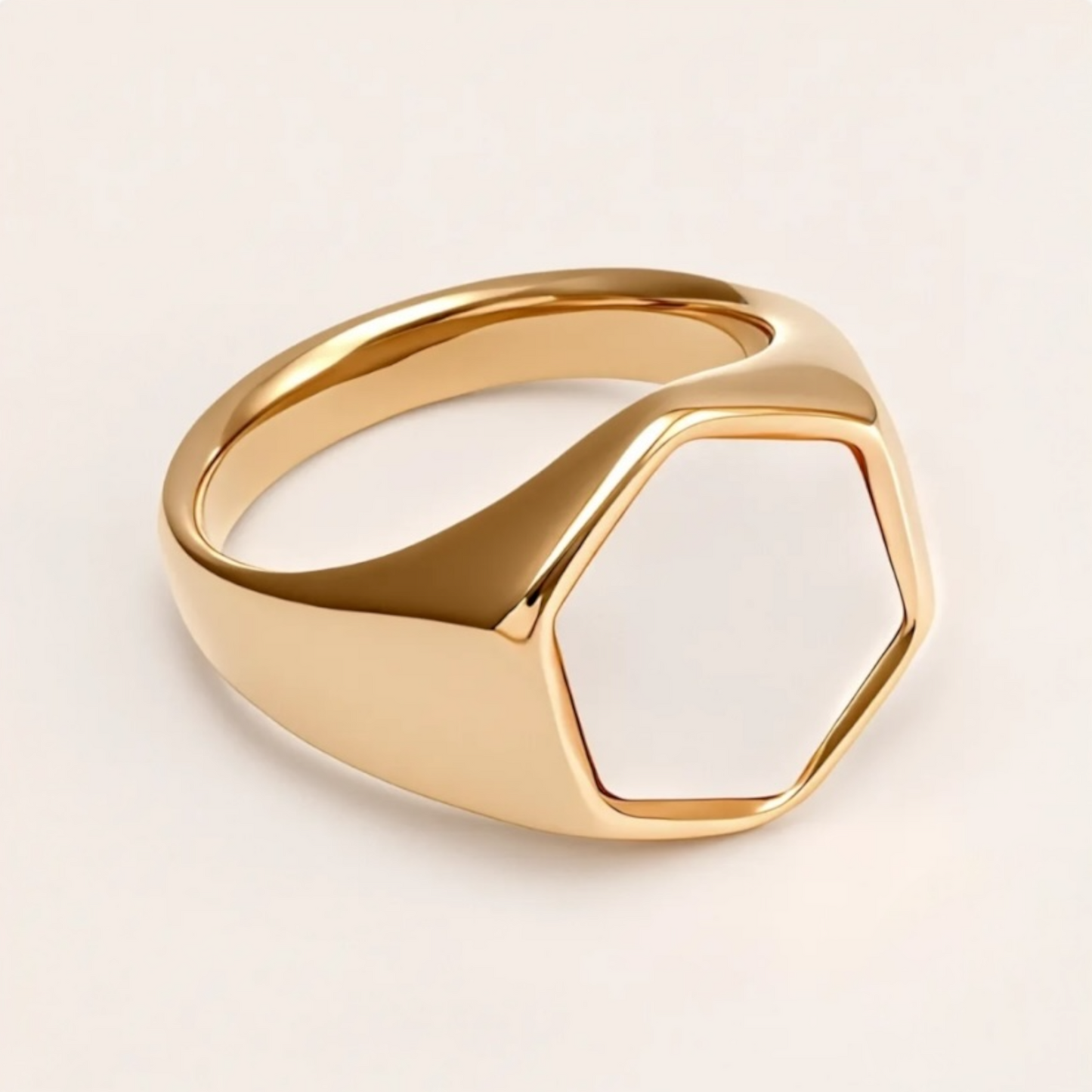 Women's Gold Hexagon Shell Stainless Steel Ring