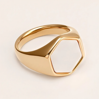 Women's Gold Hexagon Shell Stainless Steel Ring