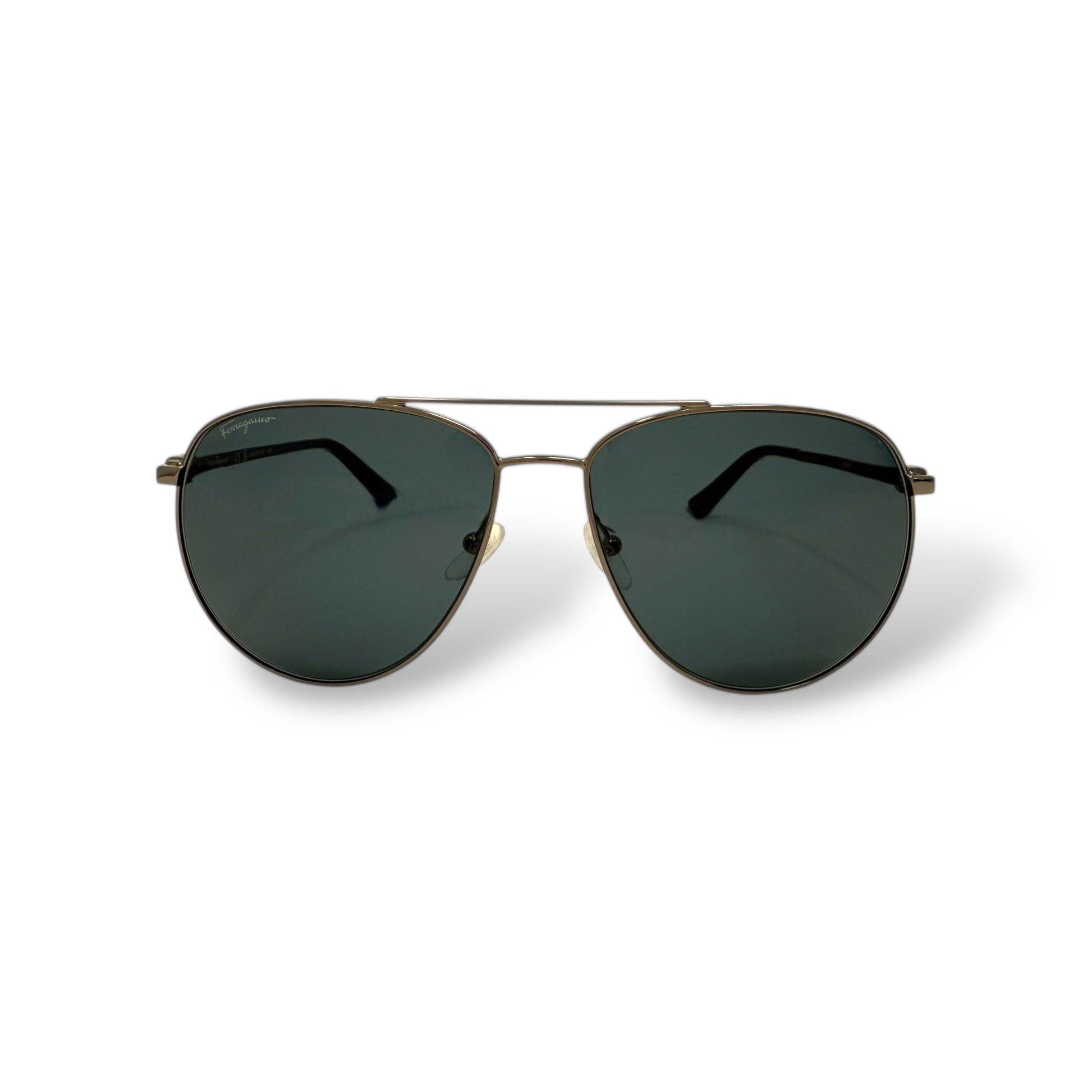 Ferragamo - SF157S Men Sunglasses classic aviator design om gunmetal frame with black lens front view
