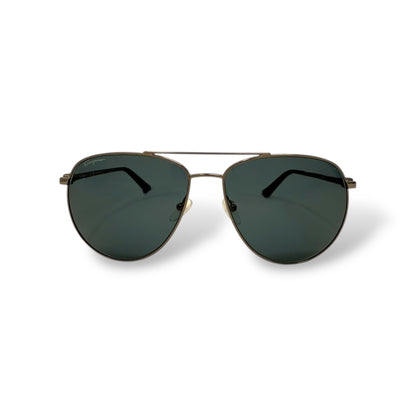 Ferragamo - SF157S Men Sunglasses classic aviator design om gunmetal frame with black lens front view