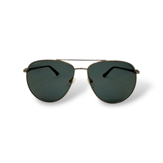 Ferragamo - SF157S Men Sunglasses classic aviator design om gunmetal frame with black lens front view