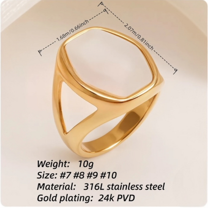 Women's Simple Geometric Gold Stainless Steel Ring