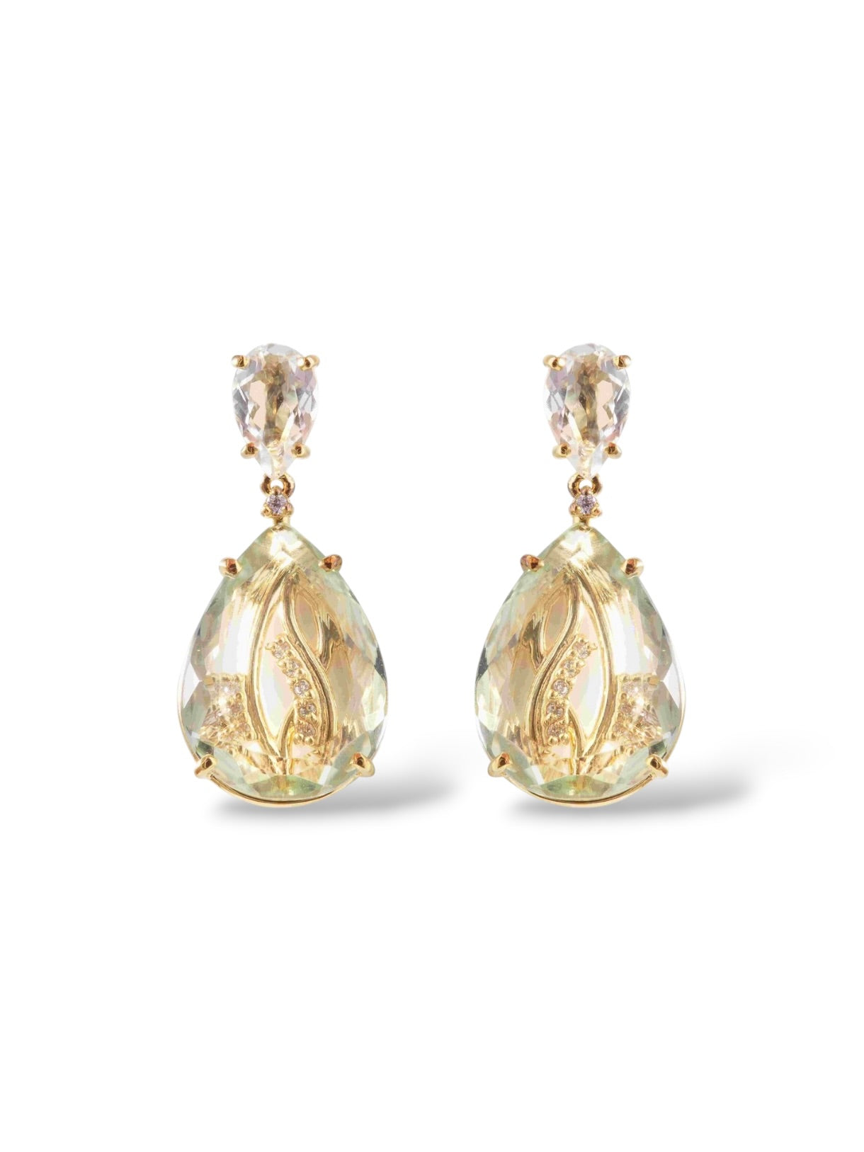 Transparenza Prasiolite & White Topaz Earrings