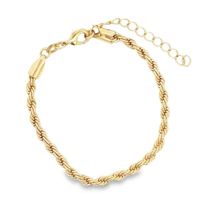 Gold chain bracelet on a white background