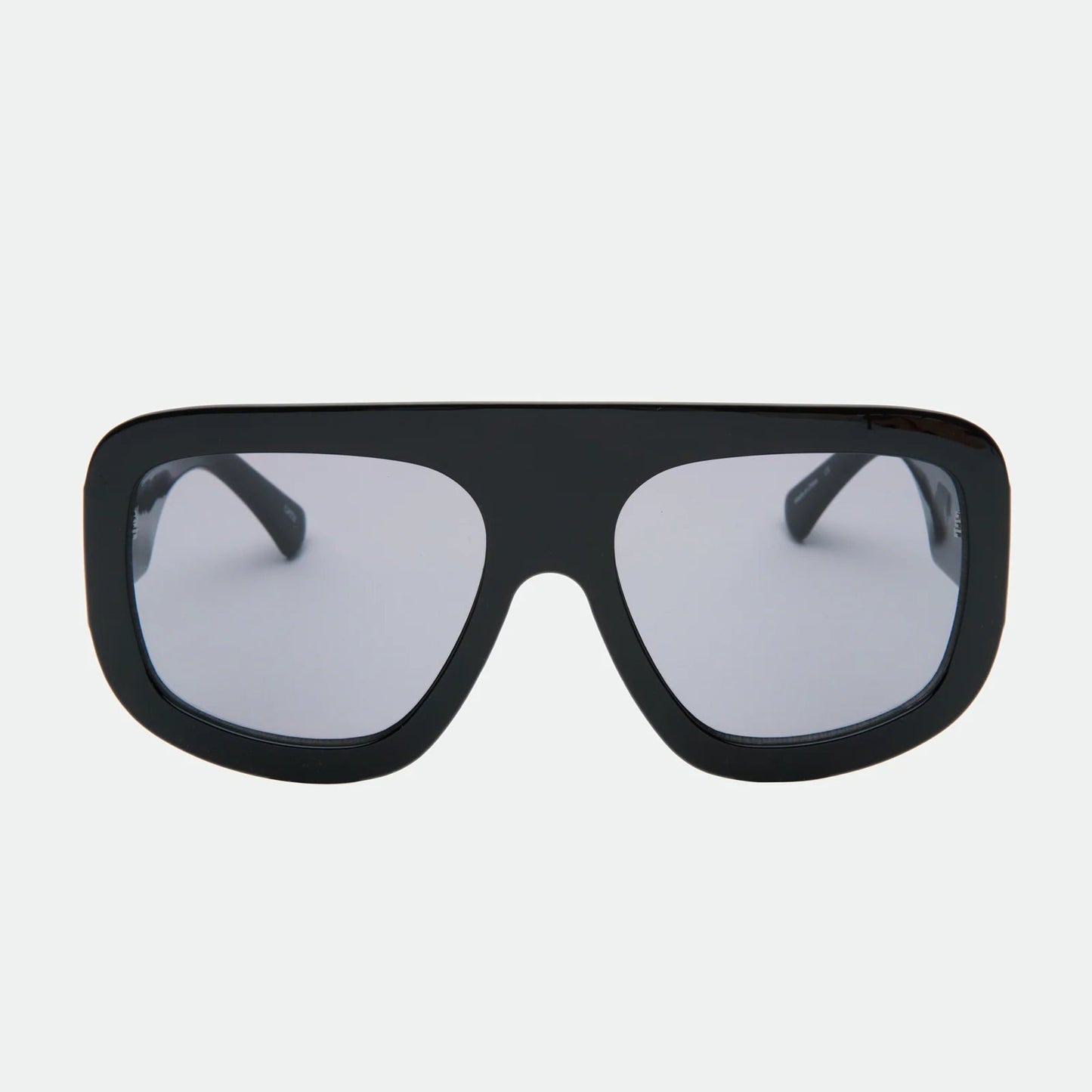 Black sunglasses with a white background
