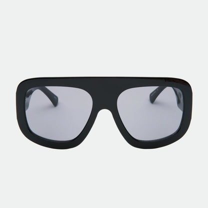 Black sunglasses with a white background