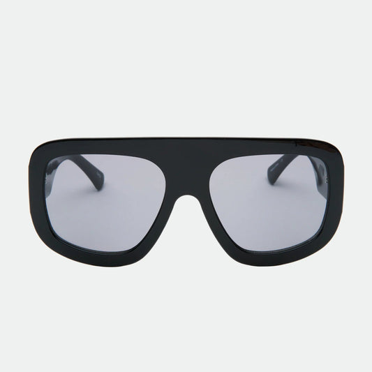 Black sunglasses with a white background