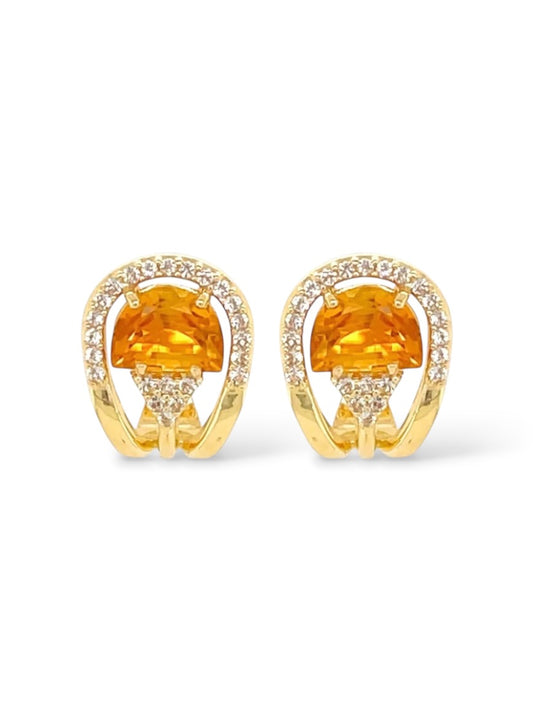Pendulum Yellow Citrine & White Topaz Earrings