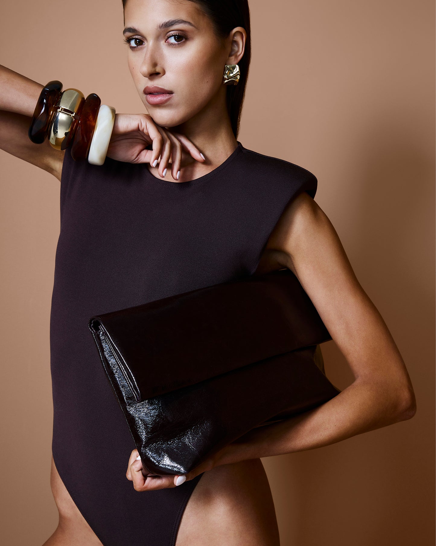 Billini Metallic Merlot Crinkle Patent Rylee Clutch