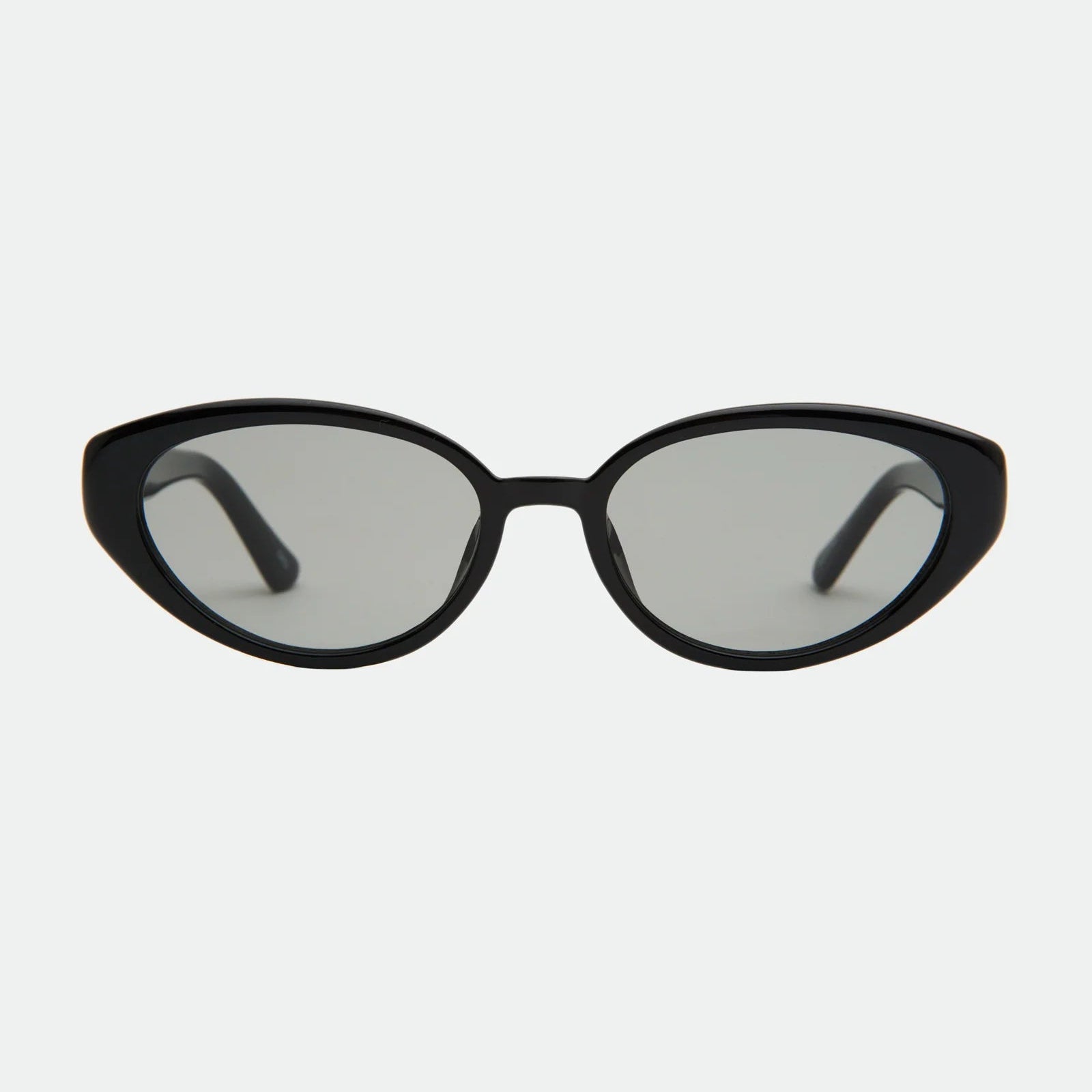 Black cat-eye sunglasses on a white background