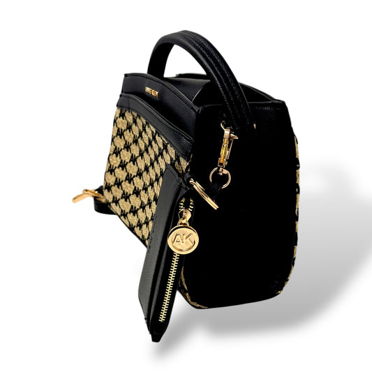 Anne Klein Logo Straw Satchel w/ Card Case