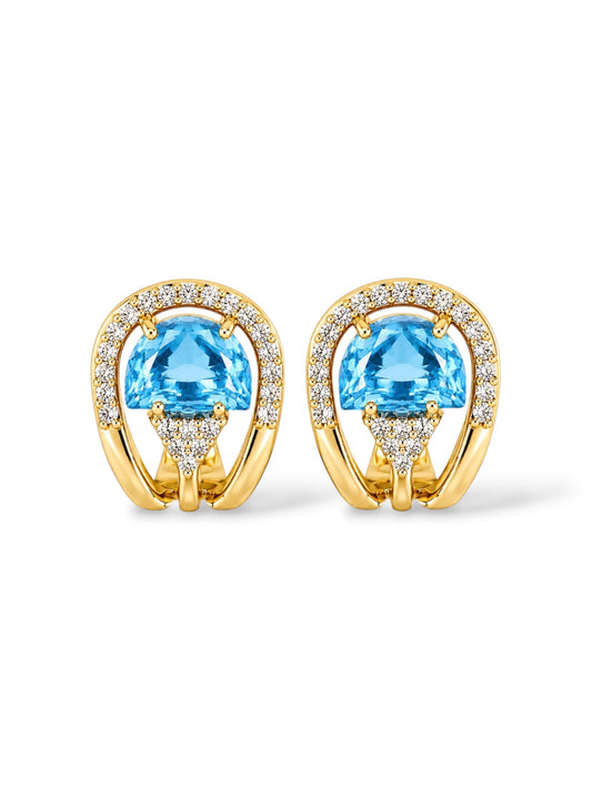 Pendulum Blue Topaz & White Topaz Earrings