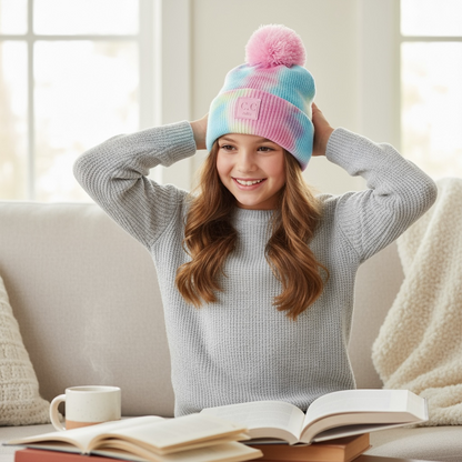 C.C Kids Pom Pom Cotton Candy Beanie