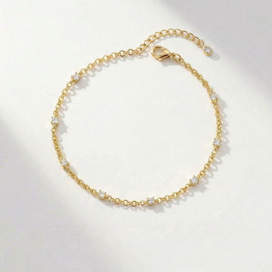 7 Station CZ Cable Chain Bracelet