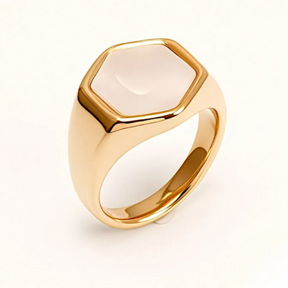 Women's Gold Hexagon Shell Stainless Steel Ring