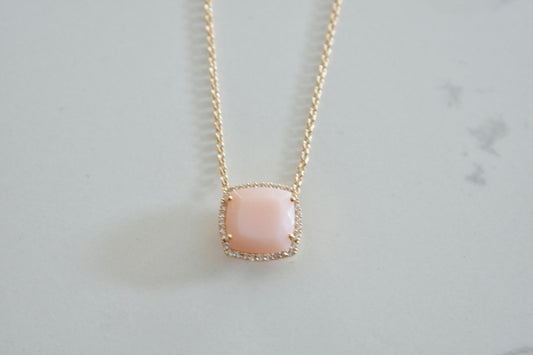 Deux 18k Rose Gold Necklace with Rose Chalcedony and White Topaz