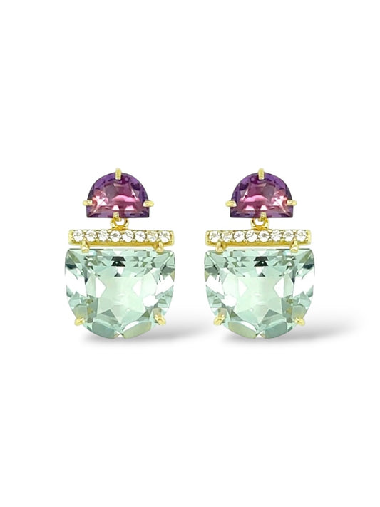 Pendulum Amethyst and Praziolite Earrings