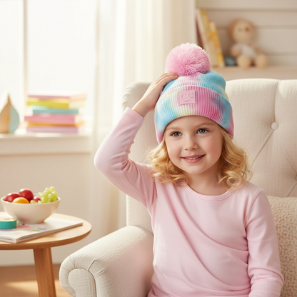 C.C Kids Pom Pom Cotton Candy Beanie