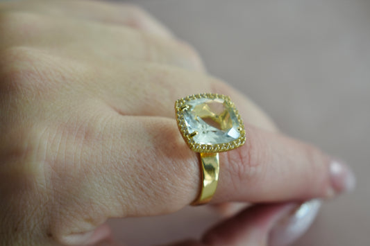 Deux 18k Gold Prasiolite Gemstone Ring