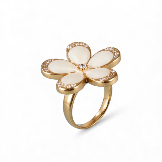 Women's Gold Fashion Flower Stainless Steel Ring