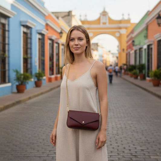 Women's Italian Leather Busta Classica Burgundy Handbag