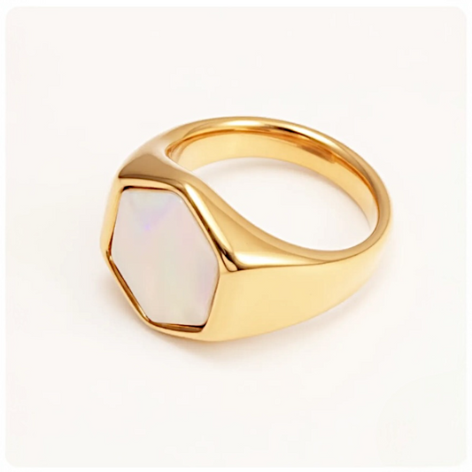 Women's Gold Hexagon Shell Stainless Steel Ring