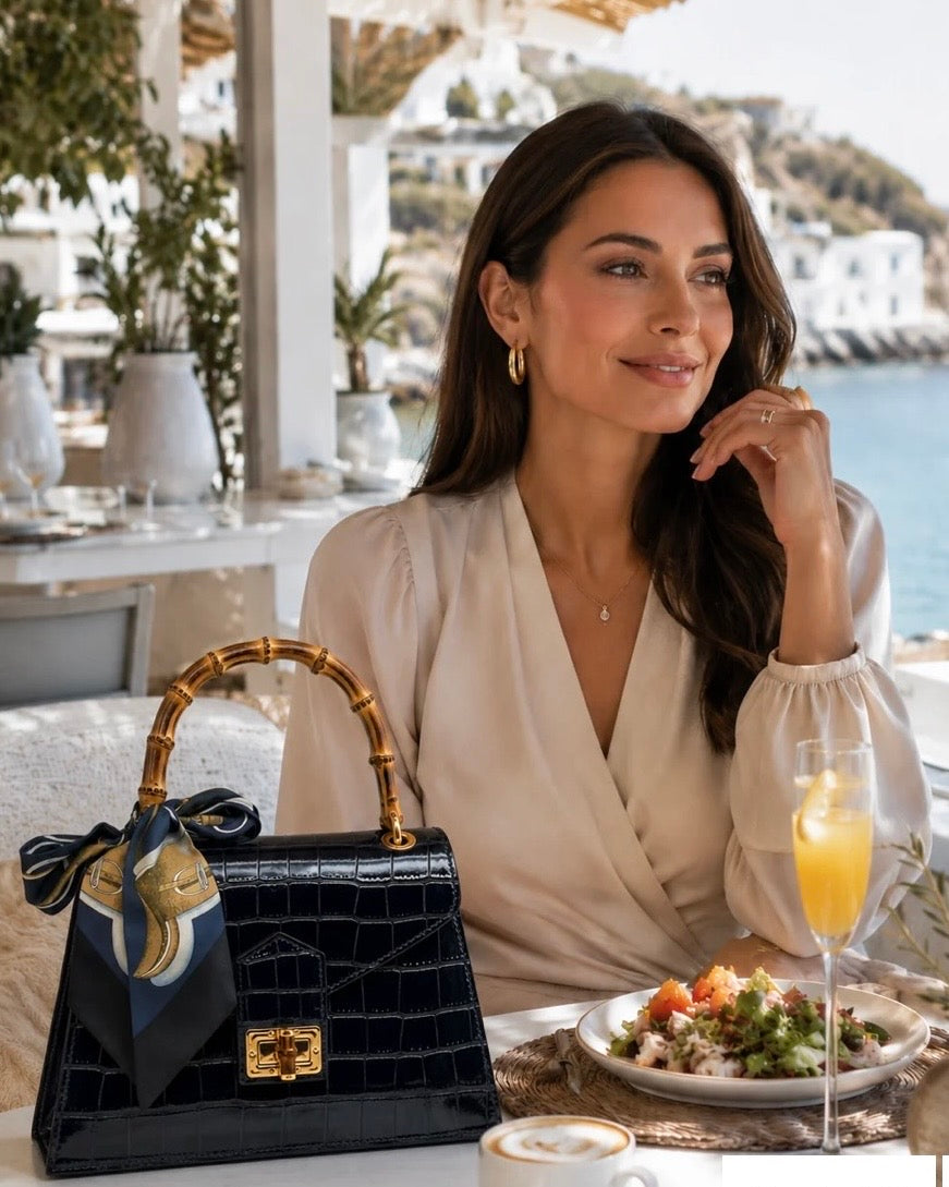 Serena Crocco Bamboo Handle Bag