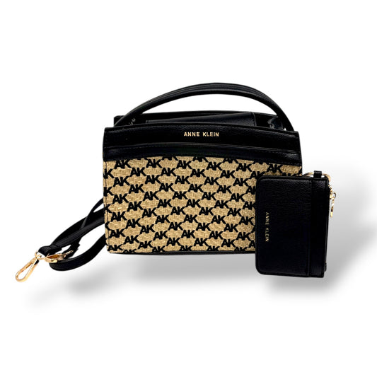 Anne Klein Logo Straw Satchel w/ Card Case