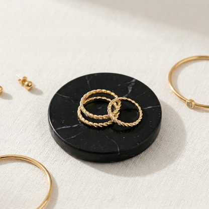 18K Gold Filled Thin, Flat Rope Chain Ring