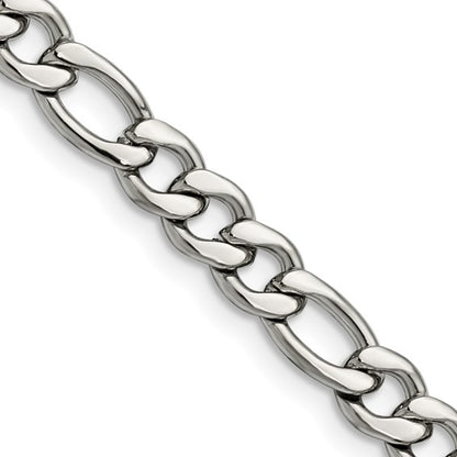 Silver chain bracelet on a white background
Material: stainless steel flat Figaro links
Color: silver
Closure: lobster (fancy)
Measurement: 9" circumference. 6.75 mm width