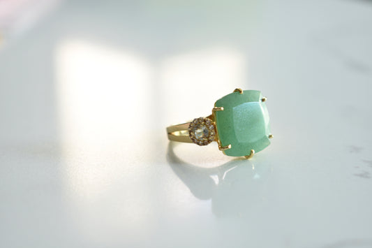 Vianna Brasil Deux 18k Gold Mint Green Emerald Quartz and Prasiolite Ring