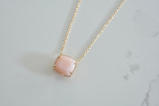 Deux 18k Rose Gold Necklace with Rose Chalcedony and White Topaz