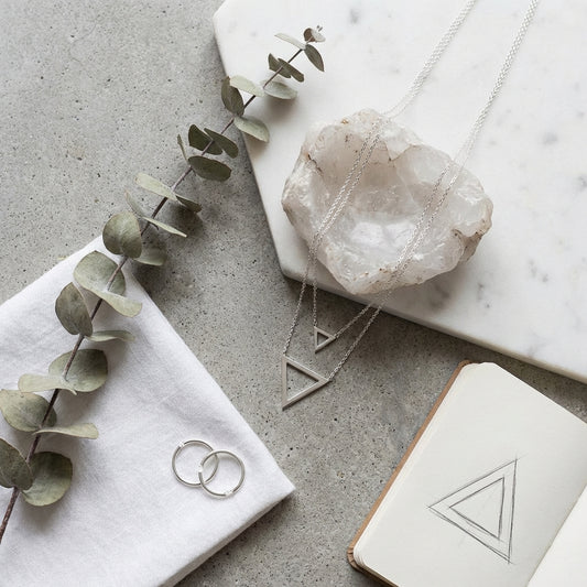 Double Triangle Silver Minimalist Necklace