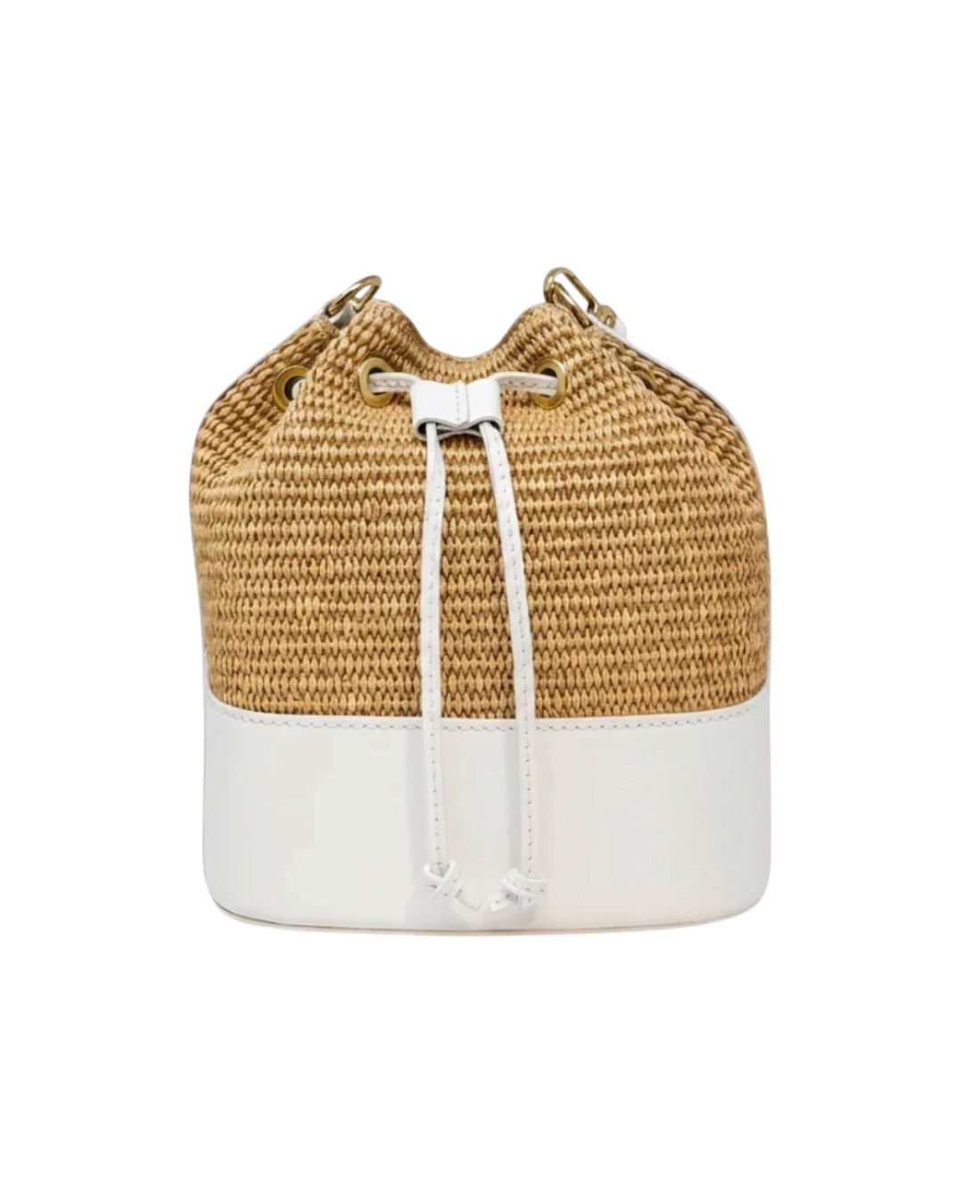 Bella Riviera Italian Leather & Raffia Bucket Bag