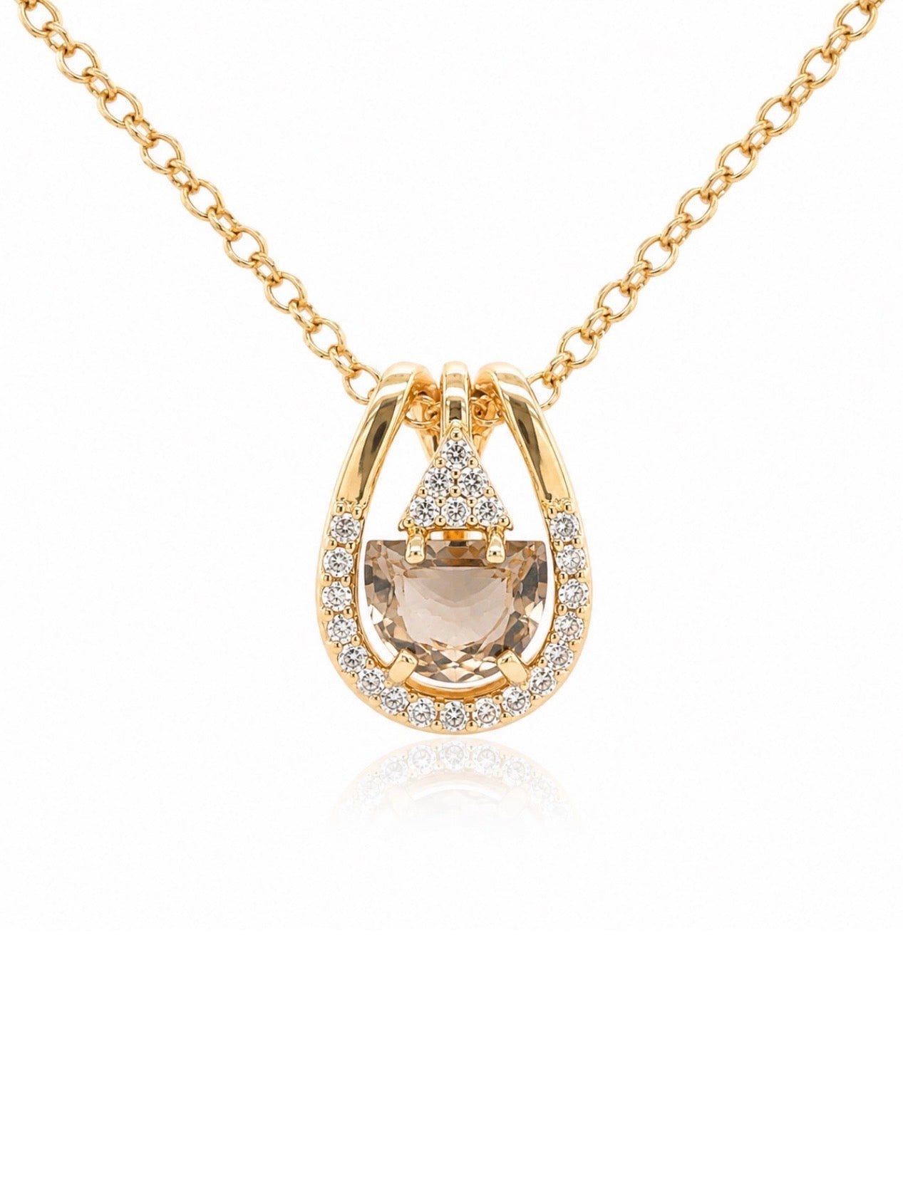 Pendulum Smoky Quartz & White Topaz Necklace
