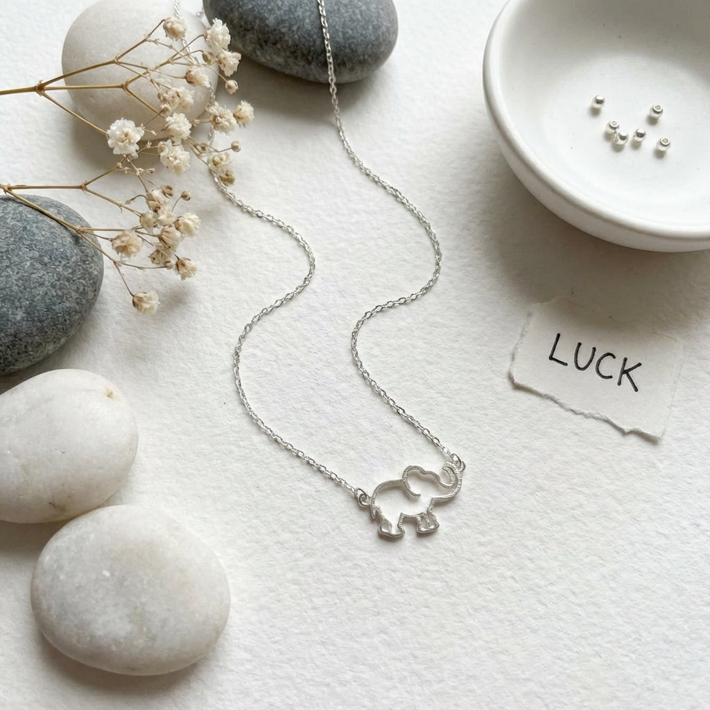 Dainty Elephant Silver Minimalist Necklace
